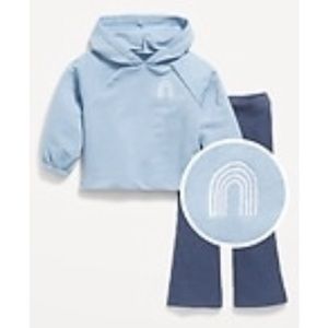 French terry hoodie pull over and flare pants for toddler girls